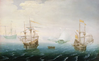 Schepen op stormachtige zeeën